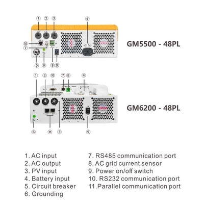 Hybrid Solar Inverter 5.5KW 48VDC Single Phase Pure Sine Wave MPPT with WiFi Remote Monitoring